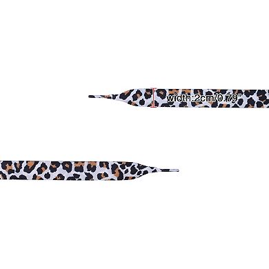 2 Pairs Leopard Print Ribbon Shoelaces Soft Flat Satin for Women 47.24"