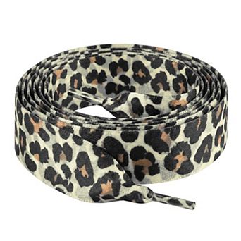 2 Pairs Leopard Print Ribbon Shoelaces Soft Flat Satin for Women 47.24"