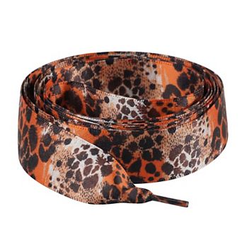 2 Pairs Leopard Print Ribbon Shoelaces Soft Flat Satin for Women 47.24"