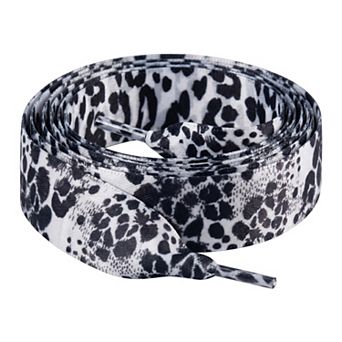 2 Pairs Leopard Print Ribbon Shoelaces Soft Flat Satin for Women 47.24"