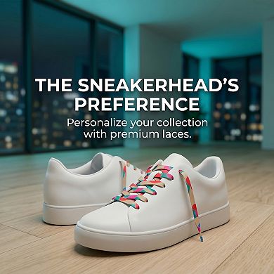 1 Pair Unisex Woven Colorful Print Shoelaces for Sneakers 47.24"