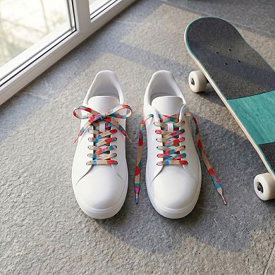 1 Pair Unisex Woven Colorful Print Shoelaces for Sneakers 47.24"