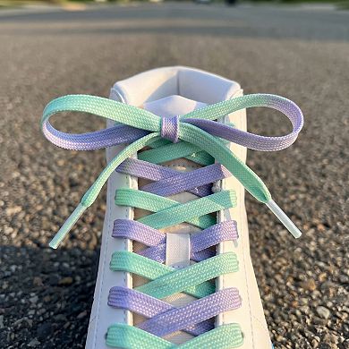 1 Pair Two-tone Flat Shoelaces Casual Stylish Shoestrings for Sneakers 47.2"