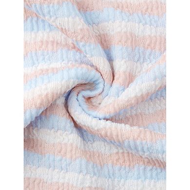 Women's Pajama Set Lace Trim Striped Long Sleeves 2 Pcs Set Top and Pants Cute Fall Winter