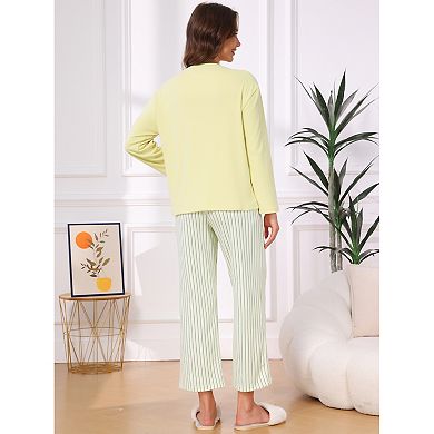 Women's Thermal Pajama Set Heavy Weight 2 Pcs Warm Lounge Set Top and Pants Long Sleeves Fall Winter