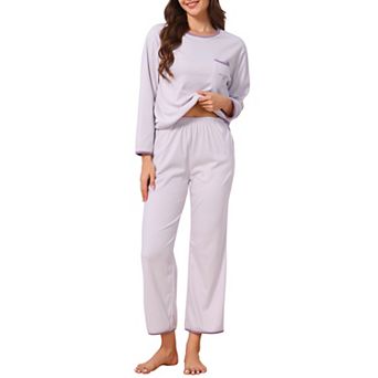 Women's Thermal Pajama Set Heavy Weight 2 pc Warm Lounge Set Top and Pants Long Sleeves Fall Winter