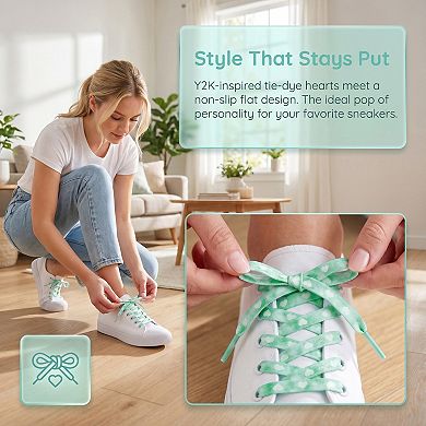 1 Pair Unisex Flat Reflective Patterned Flower Heart Shoelace for Sneaker 47.24"