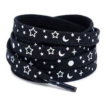 1 Pair Unisex Flat Reflective Patterned Flower Heart Shoelace for Sneaker 47.24"