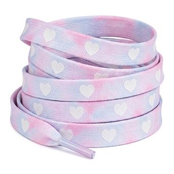 1 Pair Unisex Flat Reflective Patterned Flower Heart Shoelace for Sneaker 47.24"