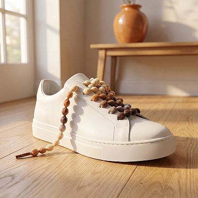2 Pairs Unisex Ellipse Pom-Pom Lantern Woven Solid Color Shoelaces 47.24"