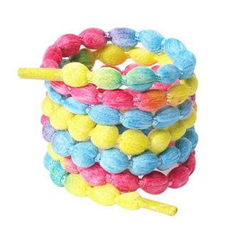 2 Pairs Unisex Ellipse Pom-Pom Lantern Woven Solid Color Shoelaces 47.24"