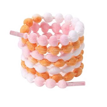 2 Pairs Unisex Ellipse Pom-Pom Lantern Woven Solid Color Shoelaces 47.24"