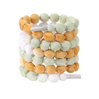 2 Pairs Unisex Ellipse Pom-Pom Lantern Woven Solid Color Shoelaces 47.24"