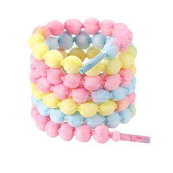 2 Pairs Unisex Ellipse Pom-Pom Lantern Woven Solid Color Shoelaces 47.24"