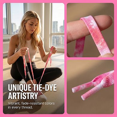 1 Pair Unisex Thin Gradient Tie Dye Flat Shoelace for Sneaker 47.24"