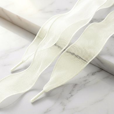 2 Pairs Unisex Wide Shoelaces Wavy Curl Silk Chiffon Shoelaces 47.24"