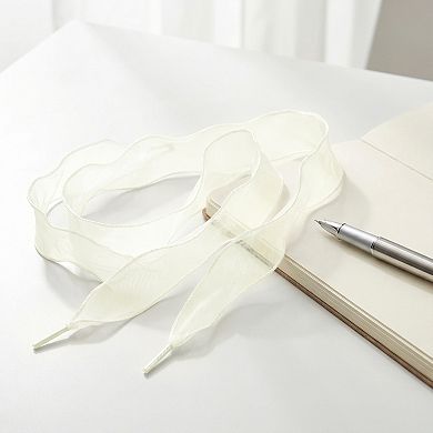 2 Pairs Unisex Wide Shoelaces Wavy Curl Silk Chiffon Shoelaces 47.24"