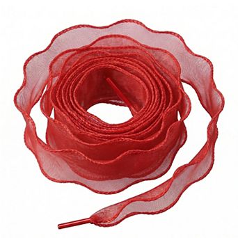 2 Pairs Unisex Wide Shoelaces Wavy Curl Silk Chiffon Shoelaces 47.24"