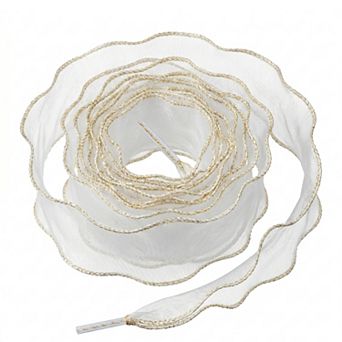 2 Pairs Unisex Wide Shoelaces Wavy Curl Silk Chiffon Shoelaces 47.24"