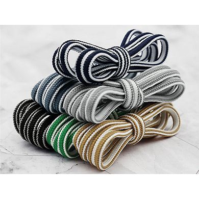1 Pairs Oval Two Colored Textured Stripes Shoe Laces for Sneakers 55.1"