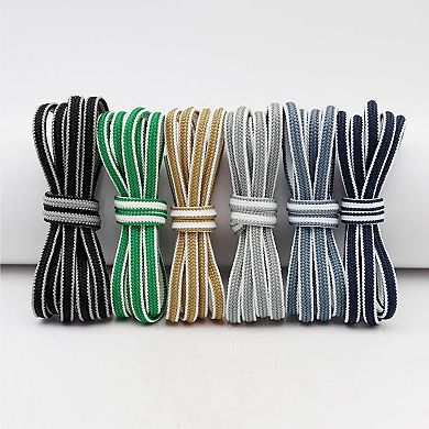1 Pairs Oval Two Colored Textured Stripes Shoe Laces for Sneakers 47.2"