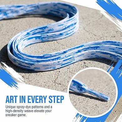 1 Pair Flat Tie-Dye Brush Printed Shoelaces for Casual Hiking Shoes 47.2"