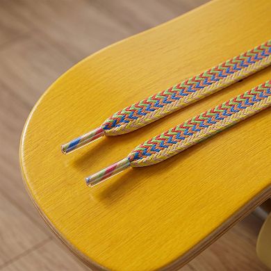 2 Pairs Flat Woven Shoe Strings Color Block Sign Design Shoelaces 47.24"