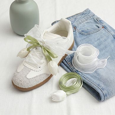 1 Pair 4 Tulip Charms Shoelaces Flat for Sneaker 1.57" Wide 47.2"