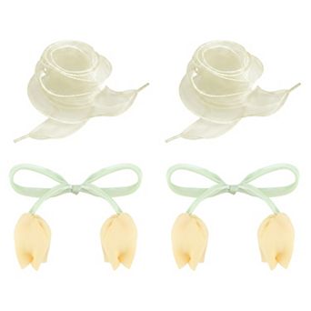 1 Pair 4 Tulip Charms Shoelaces Flat for Sneaker 1.57" Wide 47.2"