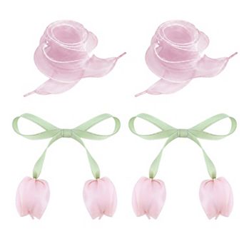 1 Pair 4 Tulip Charms Shoelaces Flat for Sneaker 1.57" Wide 47.2"