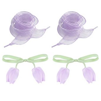 1 Pair 4 Tulip Charms Shoelaces Flat for Sneaker 1.57" Wide 47.2"