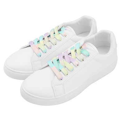 2 Pair Flat Colorful Shoelaces Tie Dye Shoe Laces for Sneakers Boots 55.12"