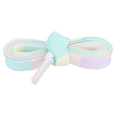2 Pair Flat Colorful Shoelaces Tie Dye Shoe Laces for Sneakers Boots 55.12"