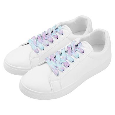 2 Pair Flat Colorful Shoelaces Tie Dye Shoe Laces for Sneakers Boots 47.24"