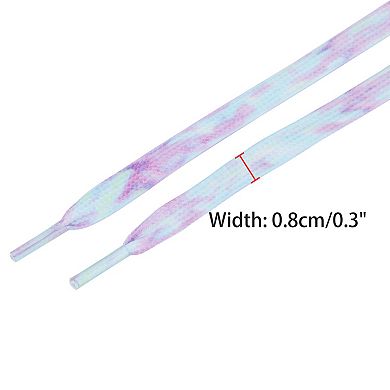 2 Pair Flat Colorful Shoelaces Tie Dye Shoe Laces for Sneakers Boots 47.24"