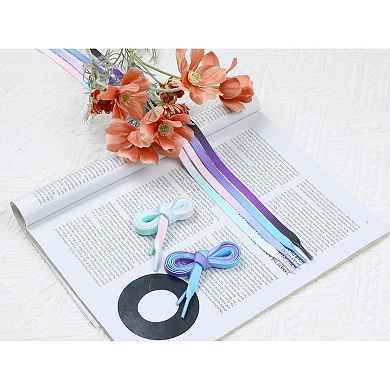 1 Pair Flat Gradient Colored Cool Tie Dye Design Sneakers Shoelaces 55.1"