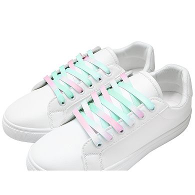 1 Pair Flat Gradient Colored Cool Tie Dye Design Sneakers Shoelaces 55.1"