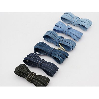 1 Pair Cotton Blend Denim Flat Shoelace with Metal Tips for Sneakers 47.24"