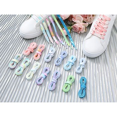 2 Pair Flat Colorful Shoelaces Tie Dye Shoe Laces for Sneakers Boots 39.37"