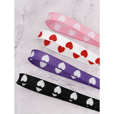 1 Pair Heart Printed Cute Flat Shoelaces for Sneakers 47.2"