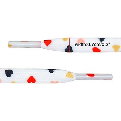 1 Pair Heart Printed Cute Flat Shoelaces for Sneakers 47.2"