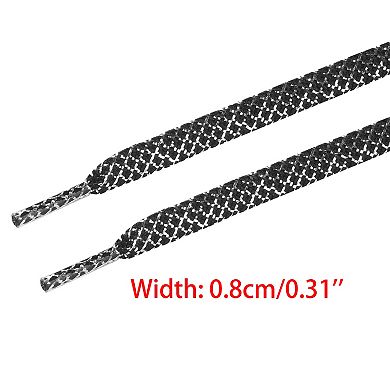 Metallic Sparkly Flat Wide Shoe Laces for Sneakers Checkered Thick Shoelaces 1 Pair 39.4"