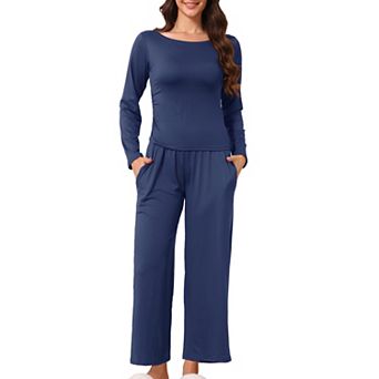 Women's Lounge Sets Long Sleeves Top and Wide Leg Pants Set Matching Set Loungewear Pajamas Set