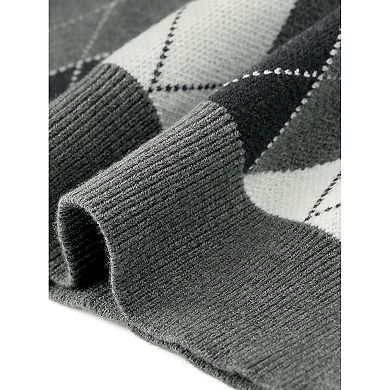 Sweater Vest Top for Women's Sleeveless V Neck Argyle Button Down Casual Cardigan Sweater