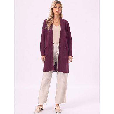 Long Cardigan Sweater for Women's Open Front Long Sleeve Casual Knit Cardigans Duster with Pockets