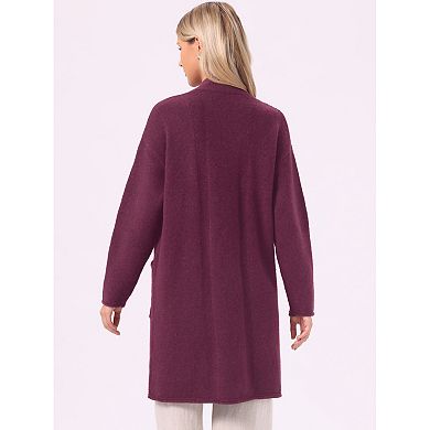 Long Cardigan Sweater for Women's Open Front Long Sleeve Casual Knit Cardigans Duster with Pockets