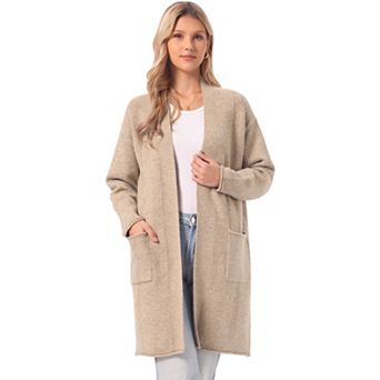 Long Cardigan Sweater for Women's Open Front Long Sleeve Casual Knit Cardigans Duster with Pockets