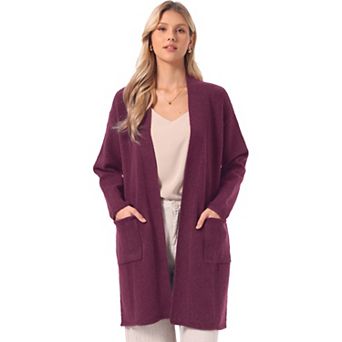 Long Cardigan Sweater for Women's Open Front Long Sleeve Casual Knit Cardigans Duster with Pockets