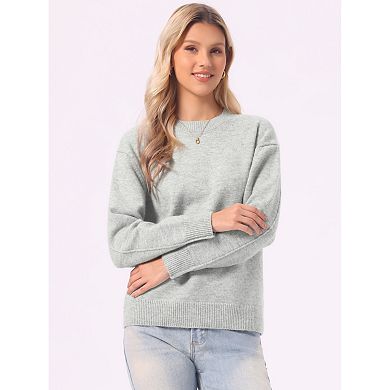 Long Sleeve Sweater for Women's Crew Neck Casual Knit Pullover Tops