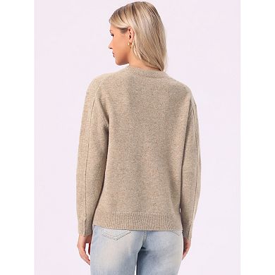Long Sleeve Sweater for Women's Crew Neck Casual Knit Pullover Tops